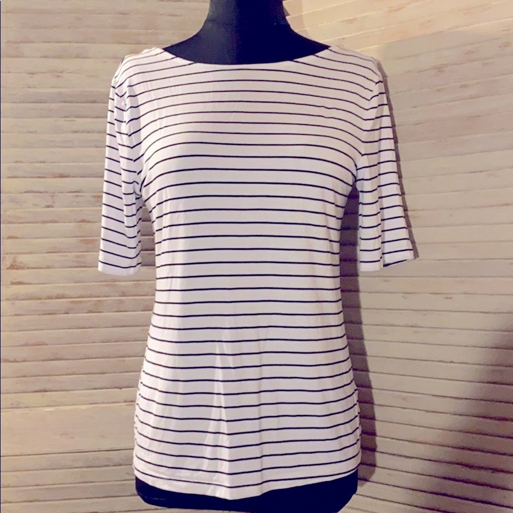 a pnew day white black stripes blouse size _L